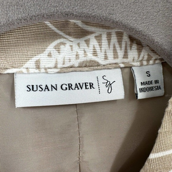 Susan Graver Blazer Jacket Womens SMALL 3/4 Sleeve‎ Floral Cotton Shell Buttons - Picture 10 of 14